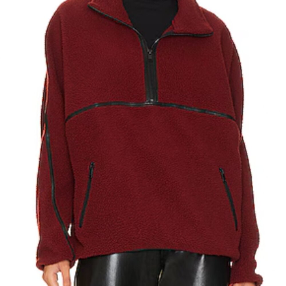 Lamarque Helsa Fleece Jacket Pullover Quarter Zip Burgundy Size XXS